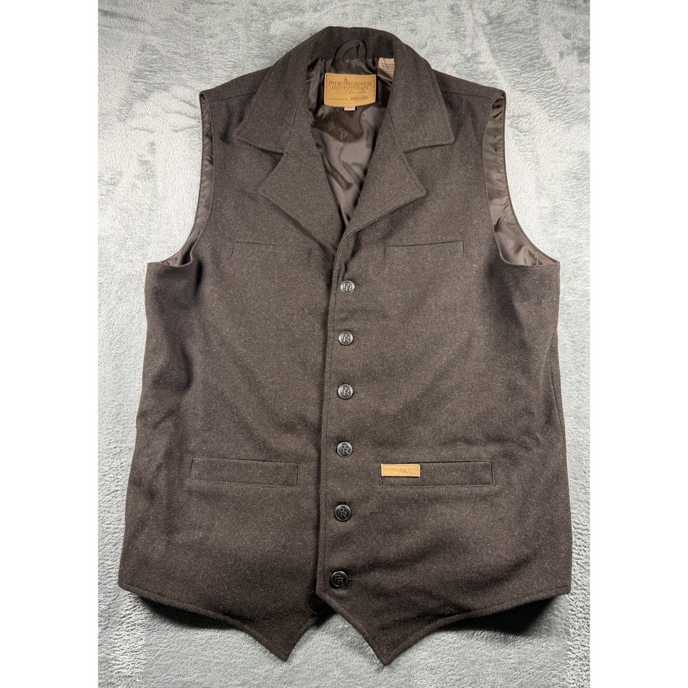 Powder River Outfitters Vest Mens MT Medium Tall Brown Western Button Front